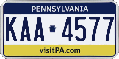 PA license plate KAA4577