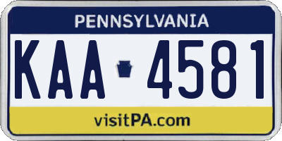 PA license plate KAA4581