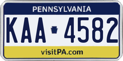 PA license plate KAA4582