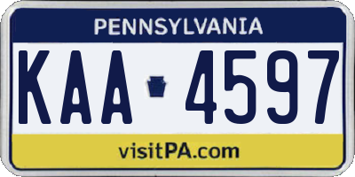 PA license plate KAA4597