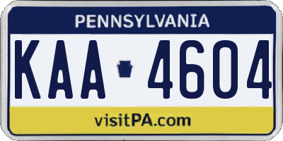 PA license plate KAA4604