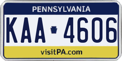 PA license plate KAA4606