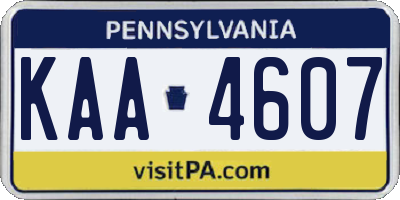 PA license plate KAA4607