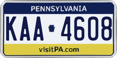 PA license plate KAA4608