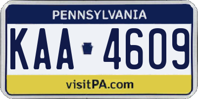 PA license plate KAA4609