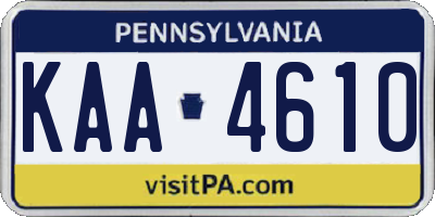 PA license plate KAA4610