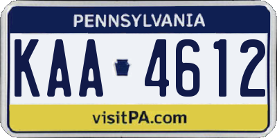 PA license plate KAA4612