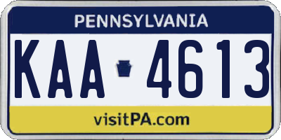 PA license plate KAA4613