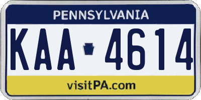 PA license plate KAA4614