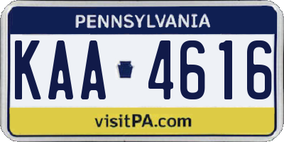 PA license plate KAA4616