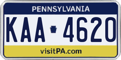 PA license plate KAA4620