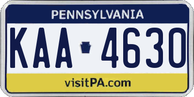 PA license plate KAA4630