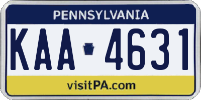 PA license plate KAA4631