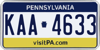 PA license plate KAA4633