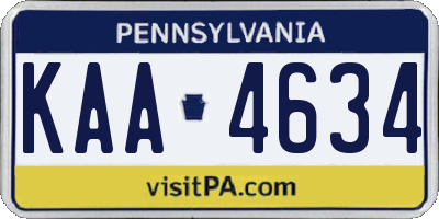 PA license plate KAA4634