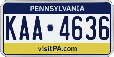 PA license plate KAA4636