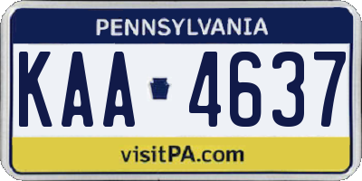 PA license plate KAA4637