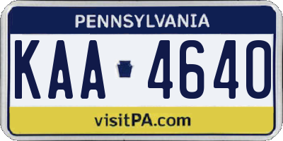 PA license plate KAA4640