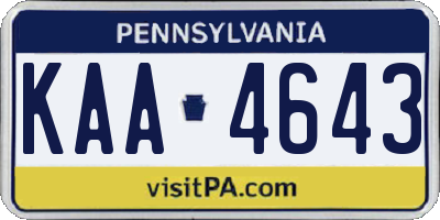 PA license plate KAA4643