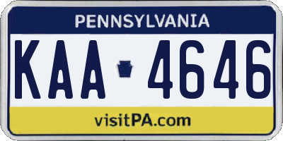 PA license plate KAA4646