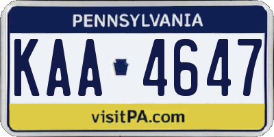 PA license plate KAA4647