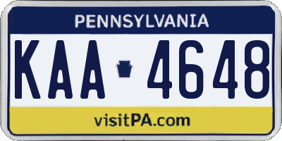 PA license plate KAA4648