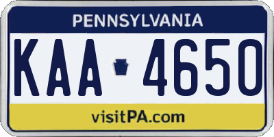 PA license plate KAA4650