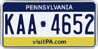 PA license plate KAA4652