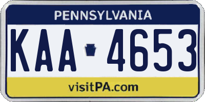 PA license plate KAA4653