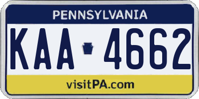 PA license plate KAA4662