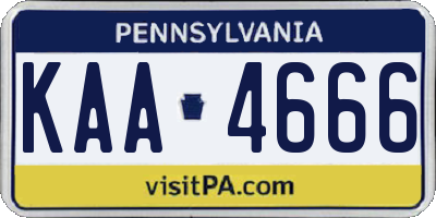PA license plate KAA4666
