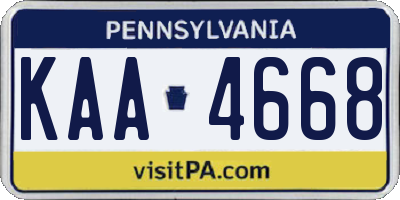 PA license plate KAA4668