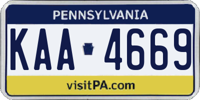 PA license plate KAA4669