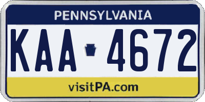 PA license plate KAA4672
