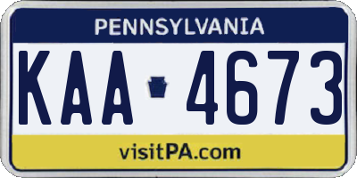 PA license plate KAA4673