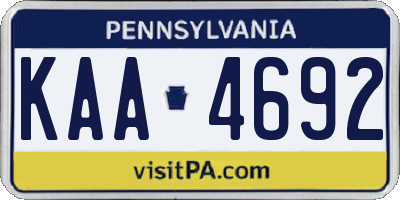 PA license plate KAA4692