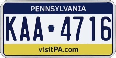 PA license plate KAA4716