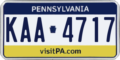 PA license plate KAA4717