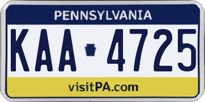 PA license plate KAA4725