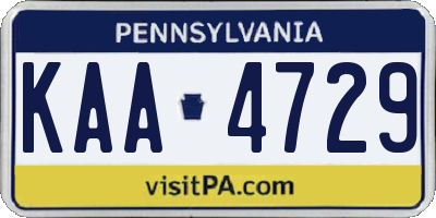 PA license plate KAA4729