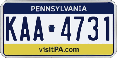 PA license plate KAA4731