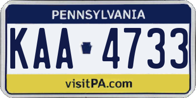 PA license plate KAA4733