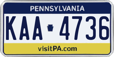 PA license plate KAA4736