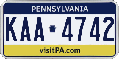 PA license plate KAA4742