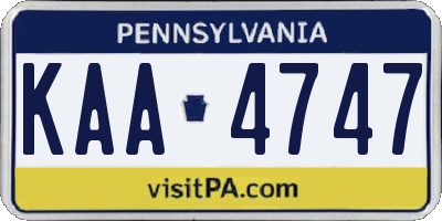 PA license plate KAA4747