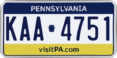 PA license plate KAA4751