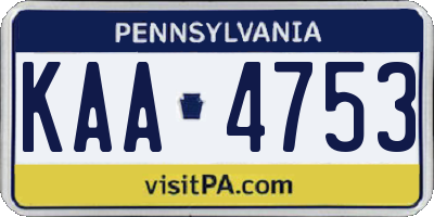 PA license plate KAA4753