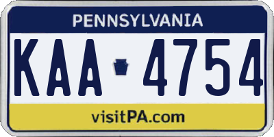 PA license plate KAA4754
