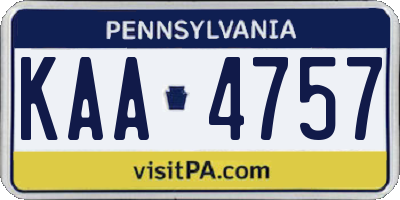 PA license plate KAA4757