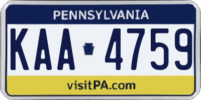 PA license plate KAA4759